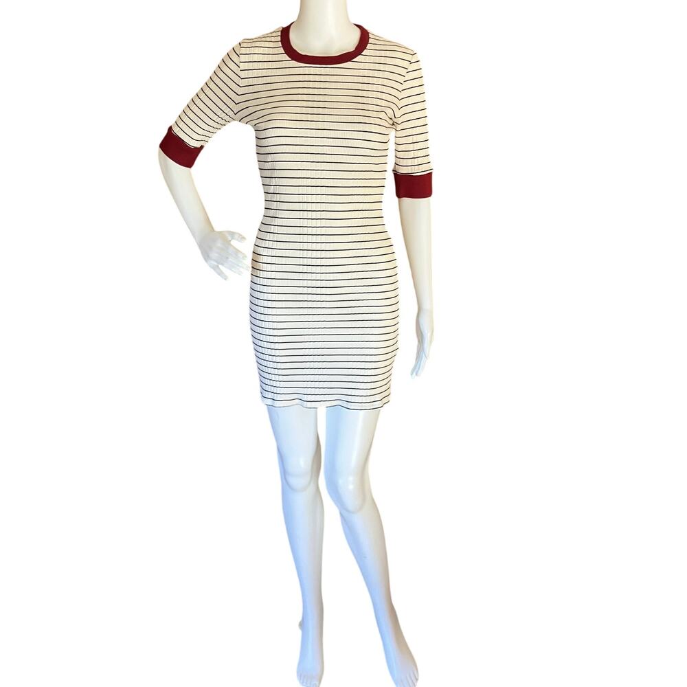 Joie Striped Rib Knit T-Shirt Tralena Dress Size Small Comfort Stretch Punk Y2K